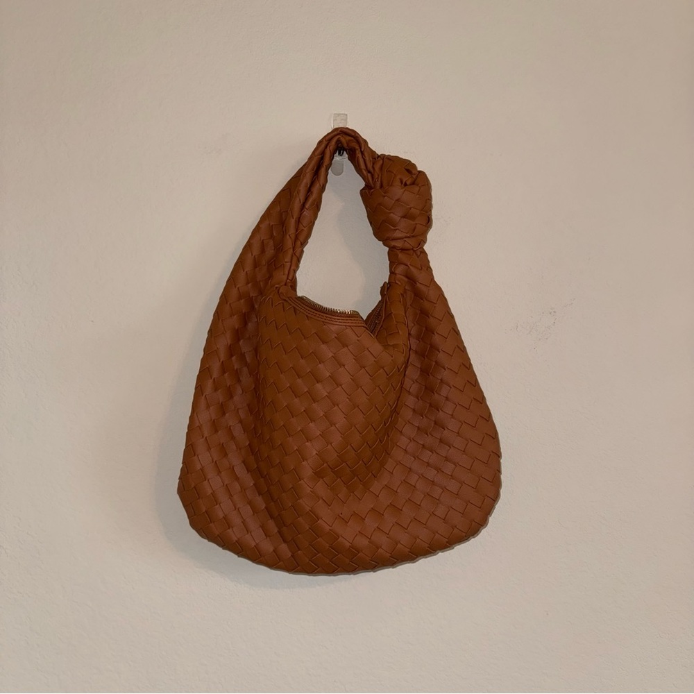 Tan Woven Tote Bag